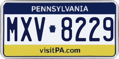 PA license plate MXV8229
