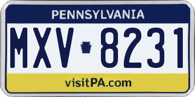 PA license plate MXV8231