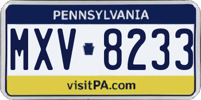 PA license plate MXV8233