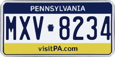 PA license plate MXV8234