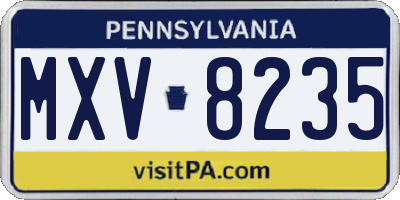 PA license plate MXV8235