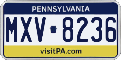 PA license plate MXV8236