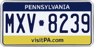 PA license plate MXV8239