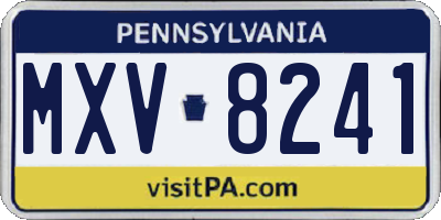 PA license plate MXV8241