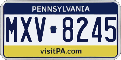 PA license plate MXV8245