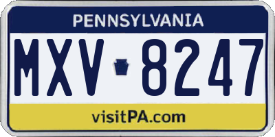 PA license plate MXV8247