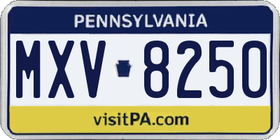 PA license plate MXV8250
