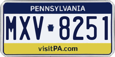 PA license plate MXV8251