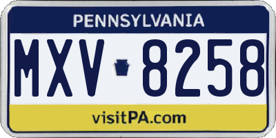 PA license plate MXV8258
