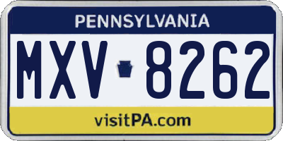 PA license plate MXV8262