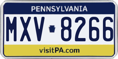 PA license plate MXV8266