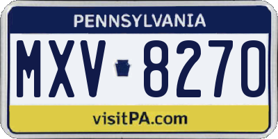 PA license plate MXV8270