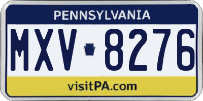 PA license plate MXV8276