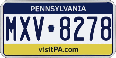 PA license plate MXV8278