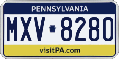 PA license plate MXV8280