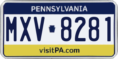 PA license plate MXV8281