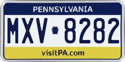 PA license plate MXV8282