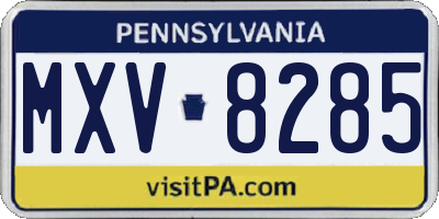 PA license plate MXV8285