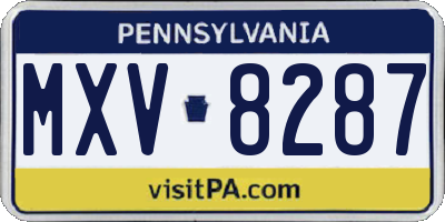 PA license plate MXV8287