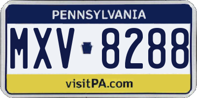 PA license plate MXV8288