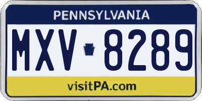 PA license plate MXV8289