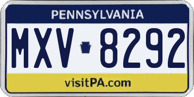 PA license plate MXV8292