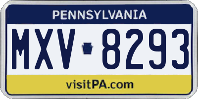 PA license plate MXV8293
