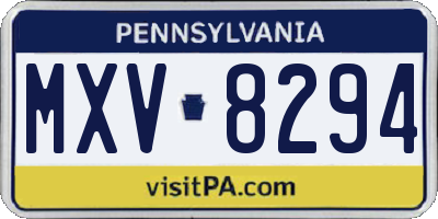 PA license plate MXV8294