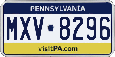 PA license plate MXV8296