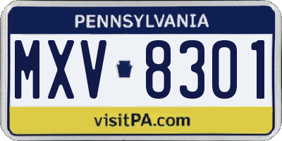 PA license plate MXV8301