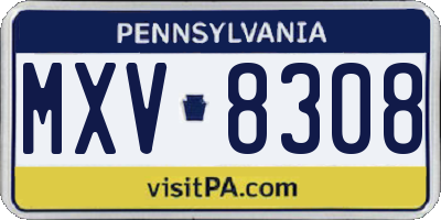 PA license plate MXV8308