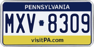 PA license plate MXV8309