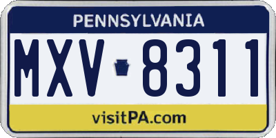 PA license plate MXV8311