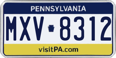 PA license plate MXV8312