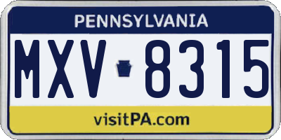 PA license plate MXV8315
