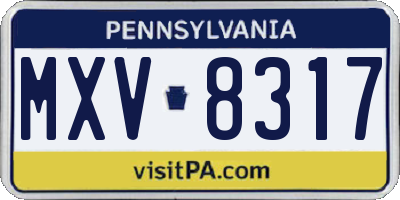 PA license plate MXV8317