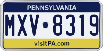 PA license plate MXV8319