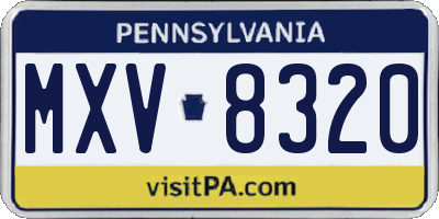 PA license plate MXV8320