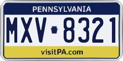 PA license plate MXV8321