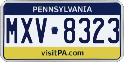 PA license plate MXV8323