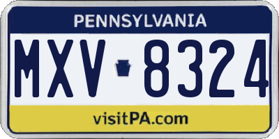PA license plate MXV8324