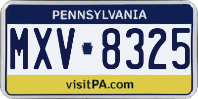 PA license plate MXV8325