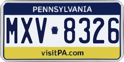 PA license plate MXV8326