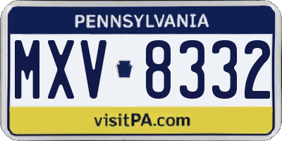 PA license plate MXV8332