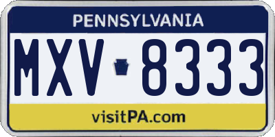 PA license plate MXV8333