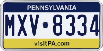 PA license plate MXV8334