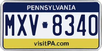 PA license plate MXV8340