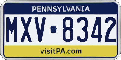 PA license plate MXV8342