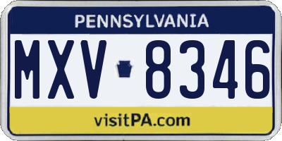 PA license plate MXV8346