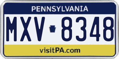 PA license plate MXV8348